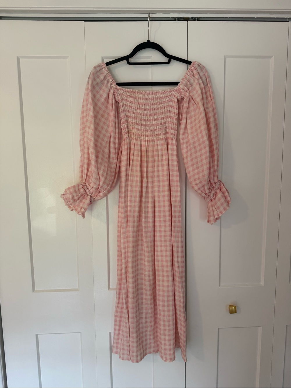 Sleeper Pink Gingham Off the Shoulder Dress- Sz Small